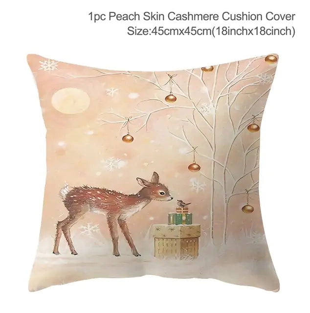 Christmas Elk Tree Cushion Cover